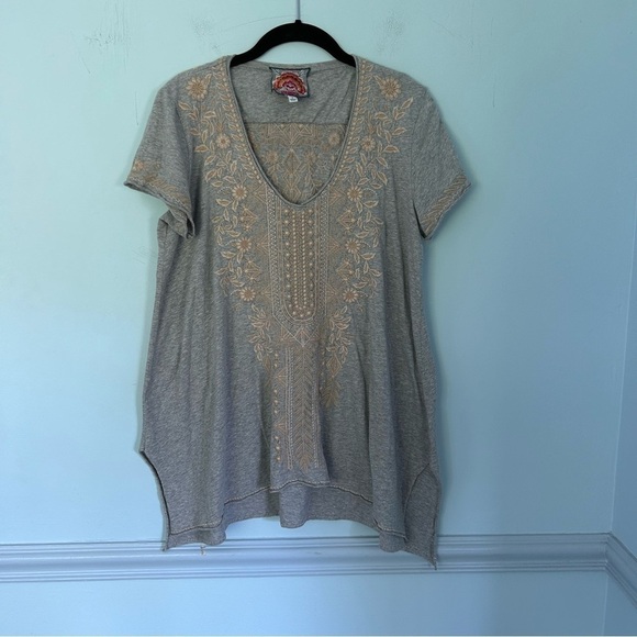 Johnny Was Gray Kemi Knit Drape Short Sleeve Blouse Size Small - Picture 2 of 14